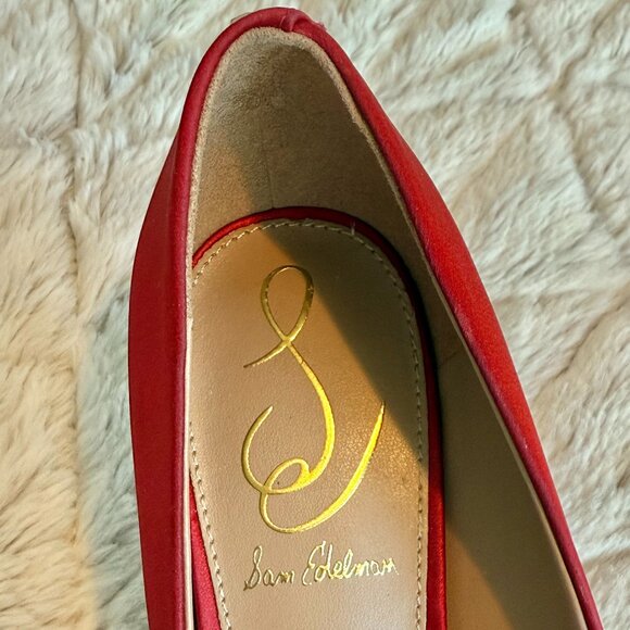Sam Edelman Kitten Pump Shoes - Satin Red- Size 5.5 - Picture 6 of 15